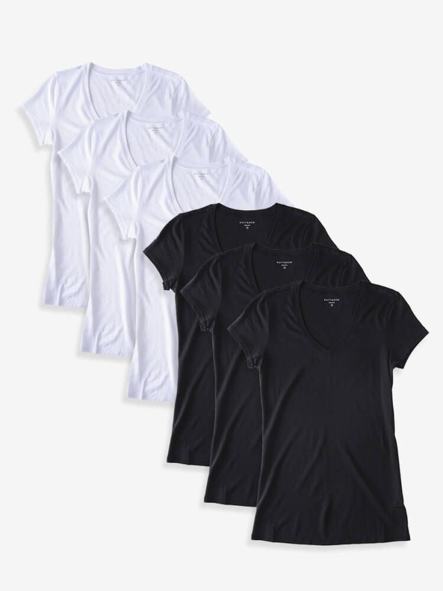 Women Mott & Bow Tees | Fitted V-Neck Marcy 6-Pack