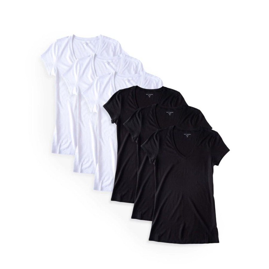 Women Mott & Bow Tees | Fitted V-Neck Marcy 6-Pack