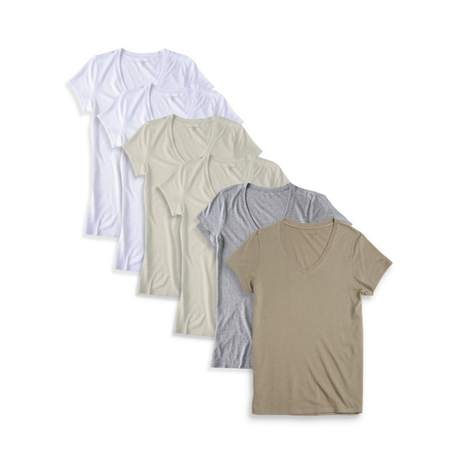 Women Mott & Bow Tees | Fitted V-Neck Marcy 6-Pack