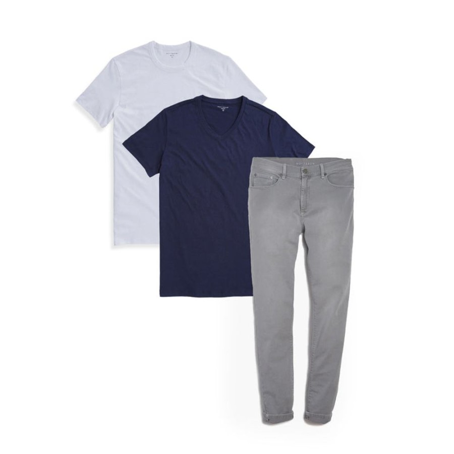 Men Mott & Bow Skinny | Set 03: 1 Pair Of Jeans + 2 Driggs Tees