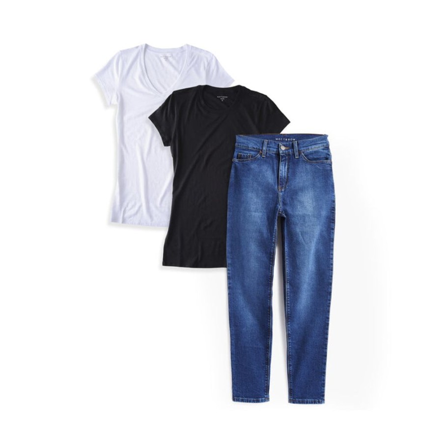 Women Mott & Bow The Mom Jean | Set 02: 2 Marcy Tees + 1 Pair Of Jeans