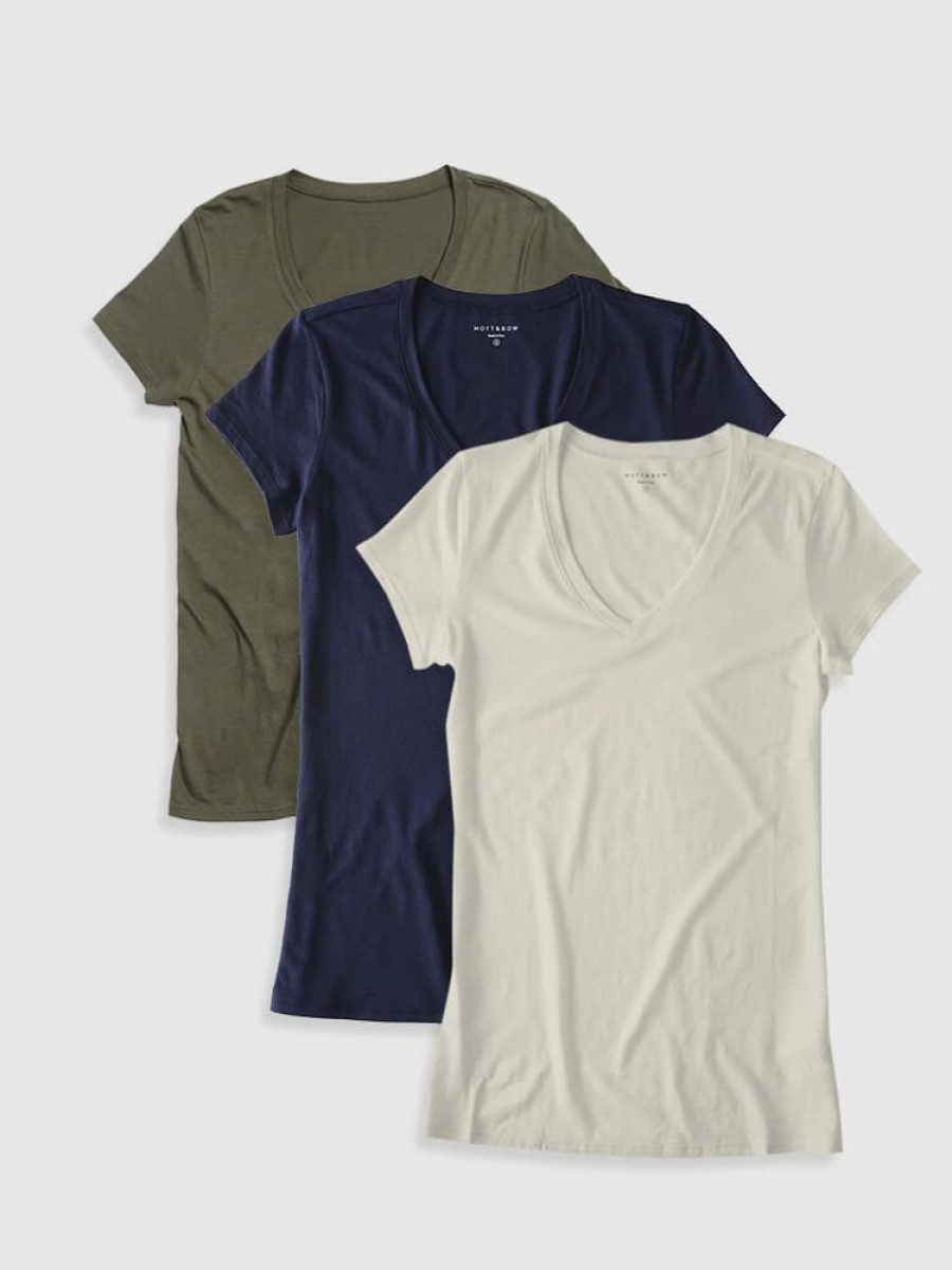 Women Mott & Bow Tees | Fitted V-Neck Marcy 3-Pack