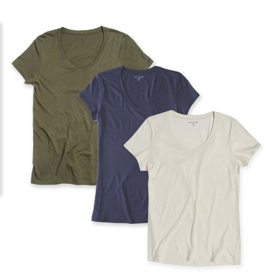 Women Mott & Bow Tees | Fitted V-Neck Marcy 3-Pack