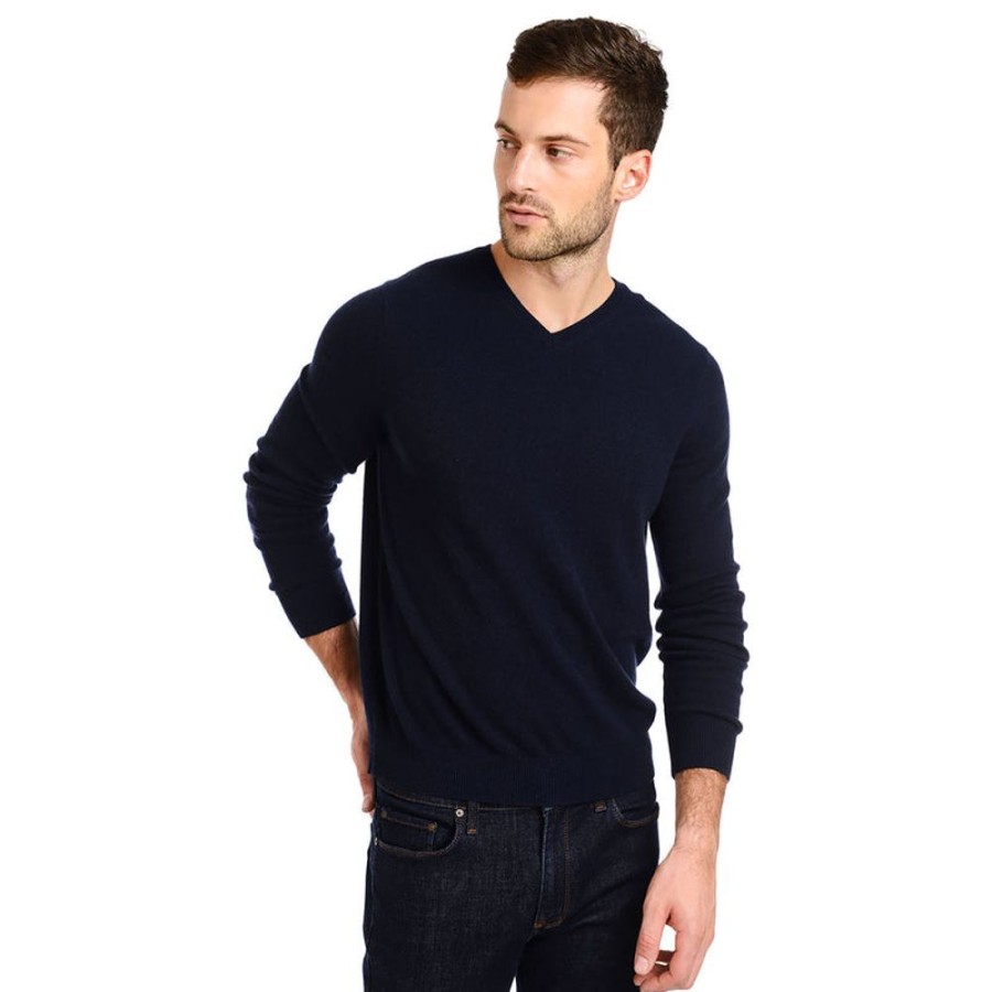 Men Mott & Bow Sweaters | Classic Cashmere V-Neck Bergen Sweater