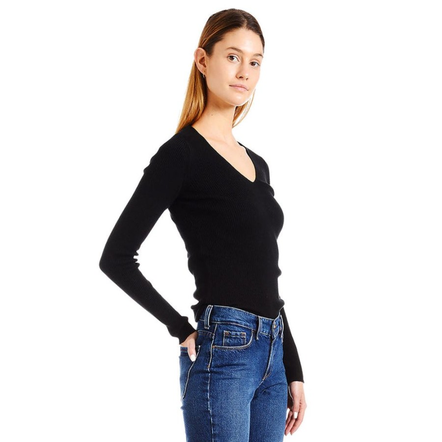 Women Mott & Bow Sweaters | Light Ribbed Cotton/Cashmere V-Neck Emma