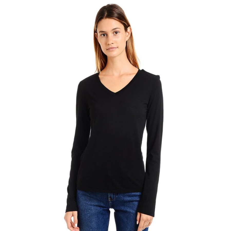 Women Mott & Bow Tees | Long Sleeve V-Neck Tee Marcy